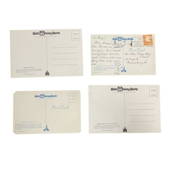 Lot of 4 Walt Disney World Postcards 1970s 1980s Cinderella Castle Mickey Mouse - Picture 2 of 2